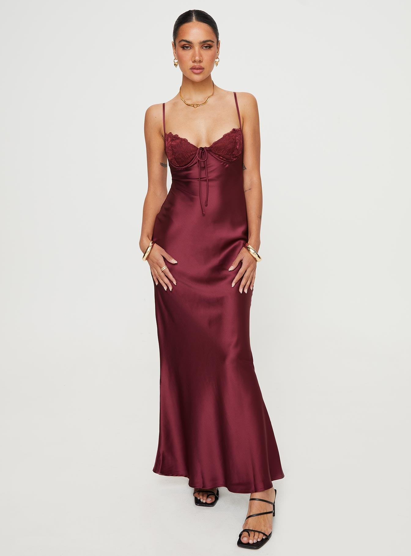 Shop Formal Dress - Fadyen Bias Cut Maxi Dress Burgundy sixth image