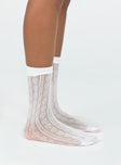 Socks 80% polyester 20% spandex Heart design Semi-sheer Elasticated OSFM