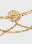 Chain Belt  Gold-toned, pendants, dainty and thick chains Lobster clasp fastening