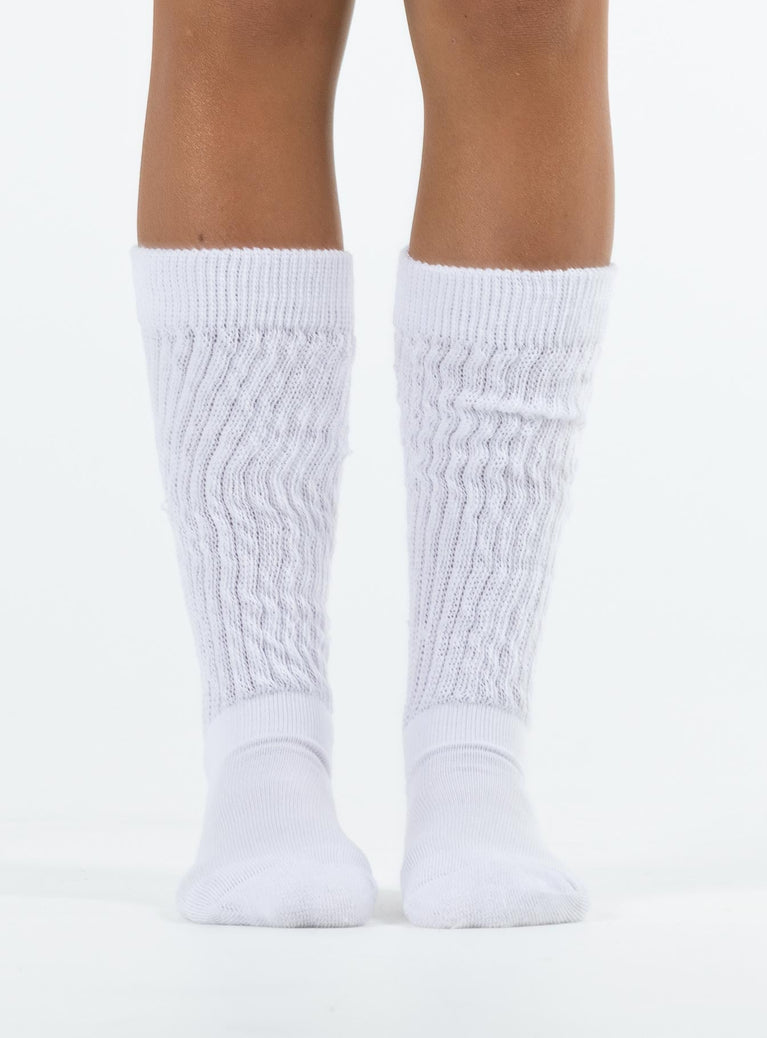 Socks Ribbed material Scrunch design Good stretch 