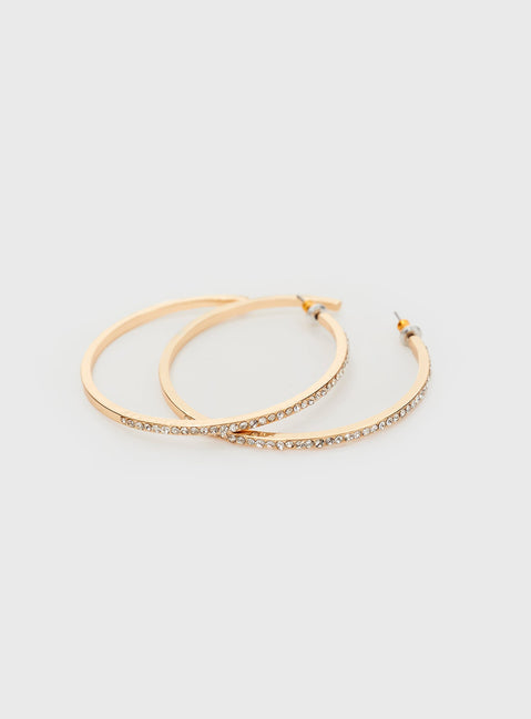 Gold-toned hoops Diamante detail, stud fastening