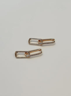 Earrings Gold toned Hoop fastening Diamante detail