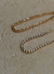 Bracelet set Pack of two One double chain design Gold-toned Diamante detail\