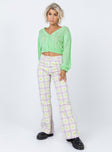 Princess Polly Mid Rise  The Ragged Priest Trail Denim Jeans Green Check
