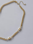 Necklace Lobster clasp fastening Gold-toned Heart charms