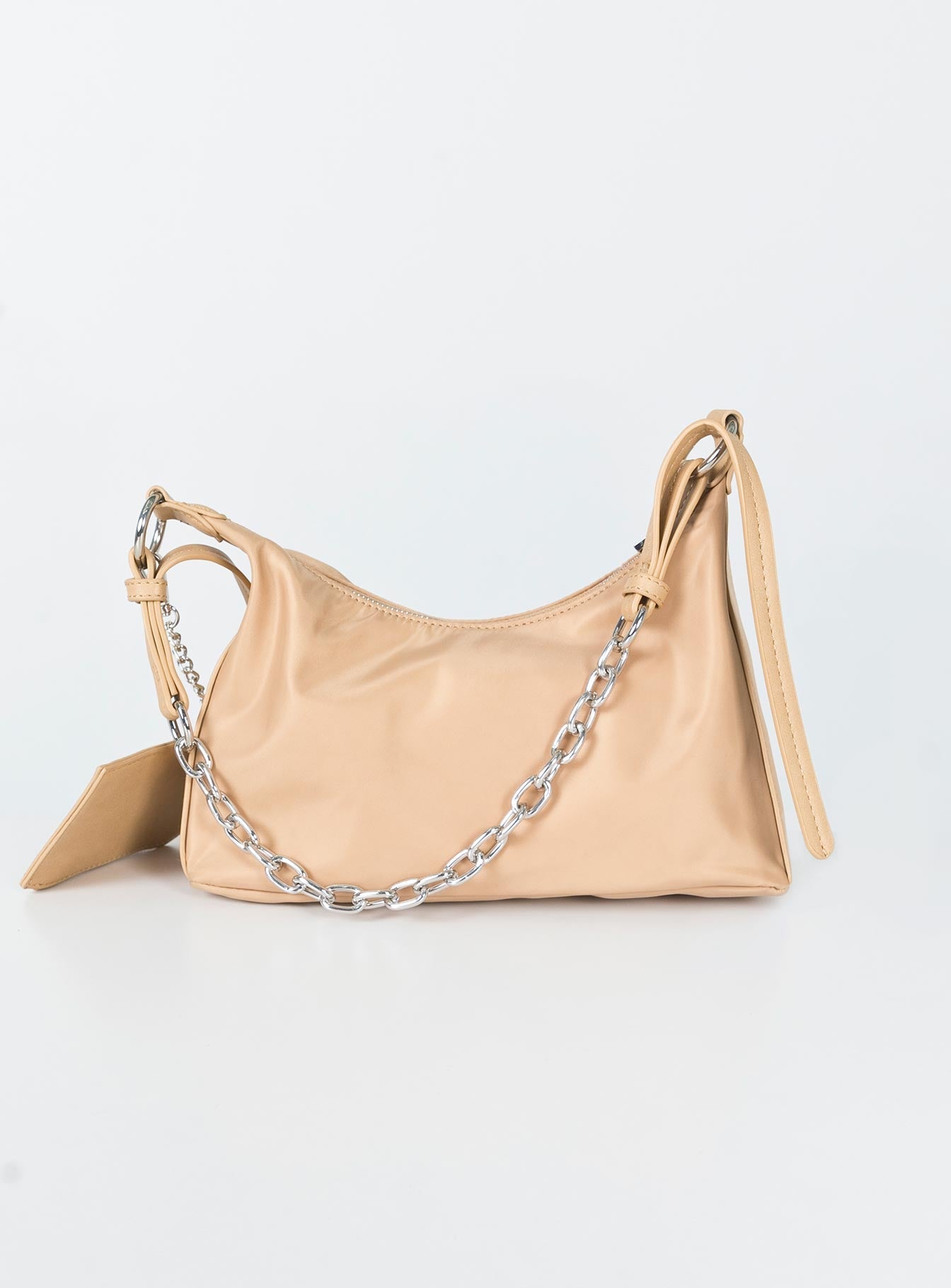 Crossbody bag  Princess Polly Exclusive Nylon & faux leather material  Silver-toned hardware  Chain shoulder strap  Removable & adjustable crossbody strap  Removable coin purse  Zip fastening Flat base 