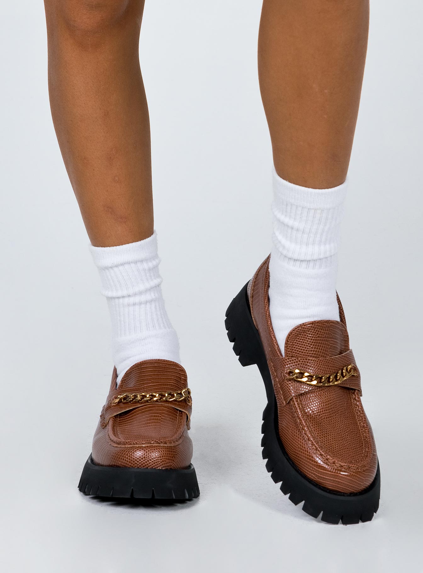 Unchained Patent Loafer Brown