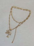 Necklace Cross detail Gold toned Lobster clasp fastening