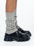 Grey leg warmers Soft knit material  Below the knee length  Good stretch 