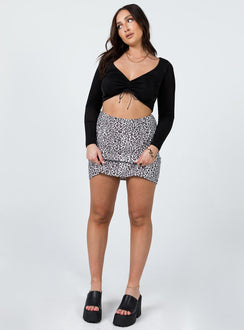 Selby Mini Skirt Black / White Leopard