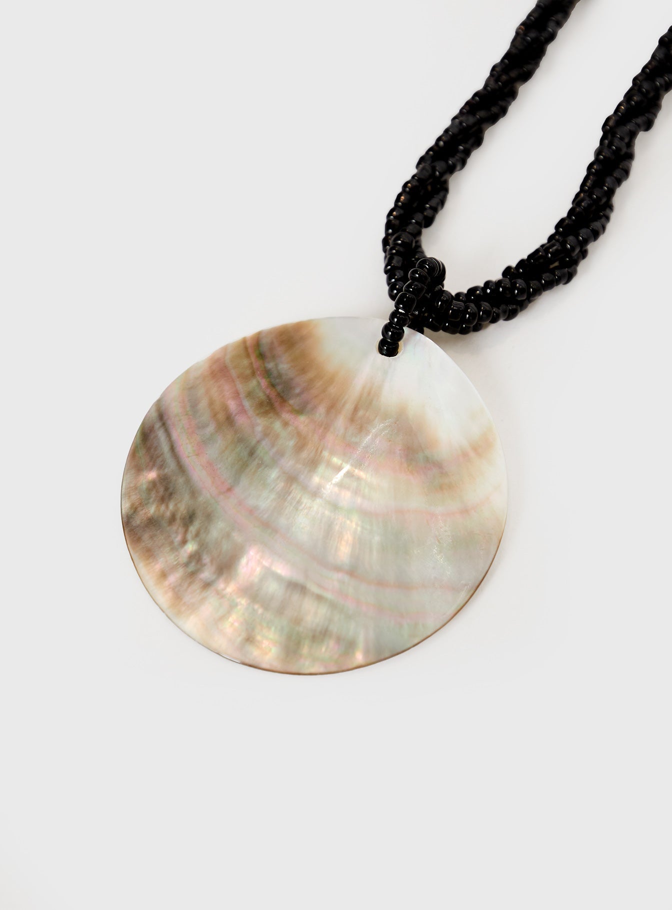 Gold-toned necklace Beaded design, shell pendant, lobster clasp fastening