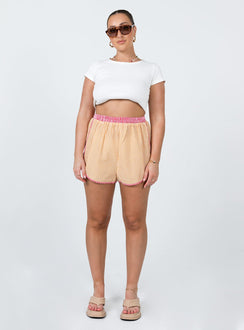 Leah Gingham Track Shorts Orange