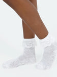 Socks Floral design Lace frill detail at cuff Good stretch