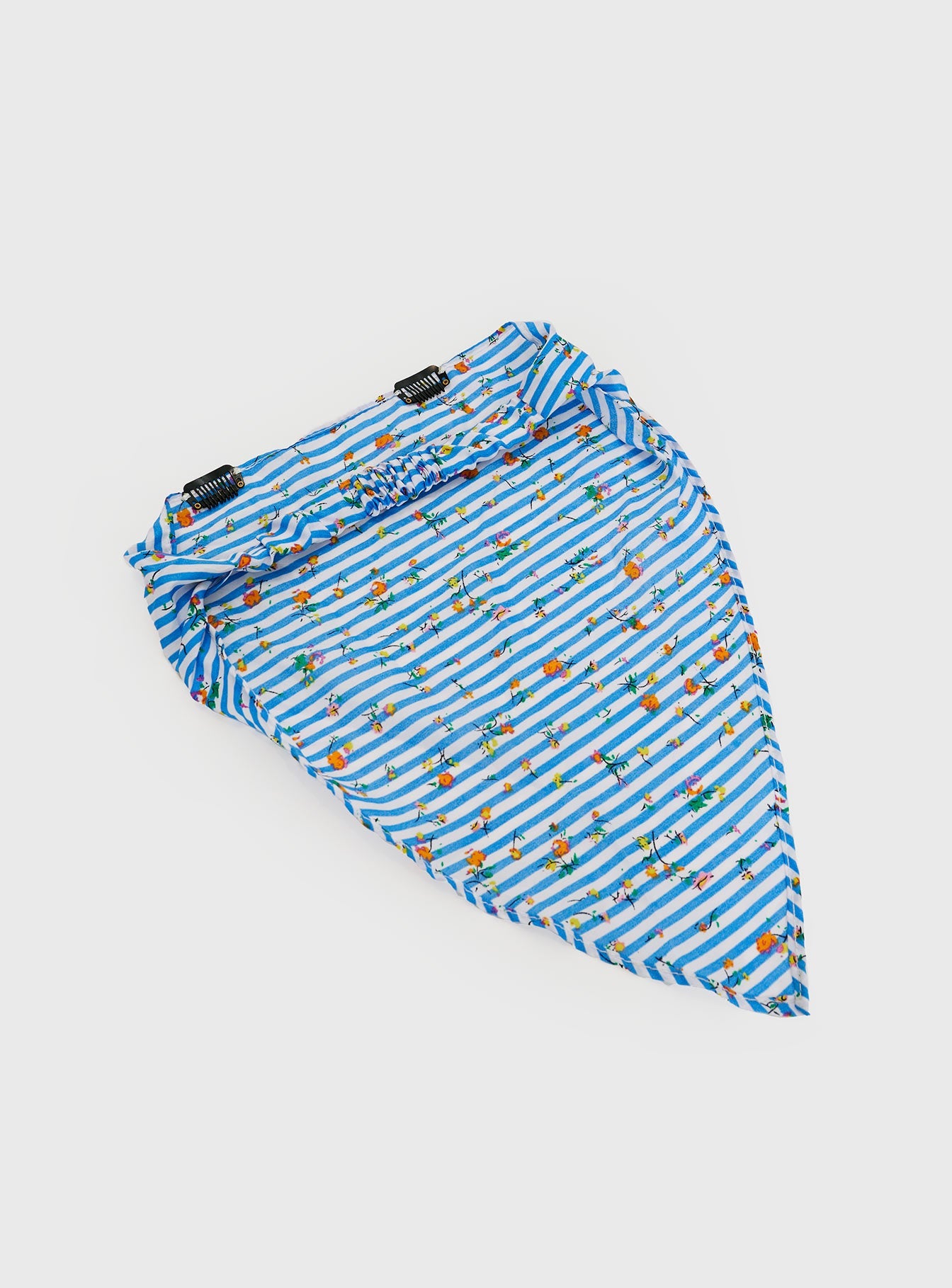 Headband Scarf design, graphic floral print Elasticated band, inner double hair comb slides 