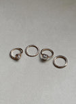 Ring pack Pack of four Gold-toned Pearl detail Thin bands