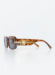 Sunglasses  UV 400  Rectangle shape  Tort frame  Grey tinted lenses  Moulded nose bridge  Gold-toned hardware 