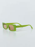 Sunglasses  100% Plastic UV 400 Rectangle style Transparent frame  Beige tinted lense 