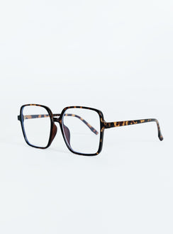 Tort frame glasses Clear lenses, moulded nose bridge, oversized frame