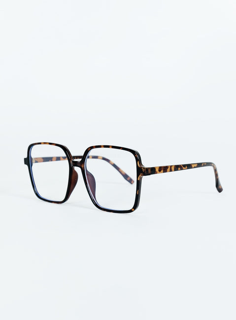 Tort frame glasses Clear lenses, moulded nose bridge, oversized frame