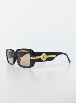 Sunglasses  UV 400 Oversized rectangle frame Transparent lenses Gold-toned hardware  Moulded nose bridge 