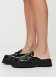 Faux leather mule loafers Rounded toe, gold-toned snaffle detail, treaded sole, padded footbed