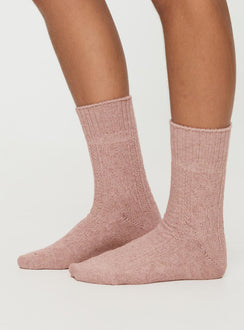Pink Thick knit crew socks
