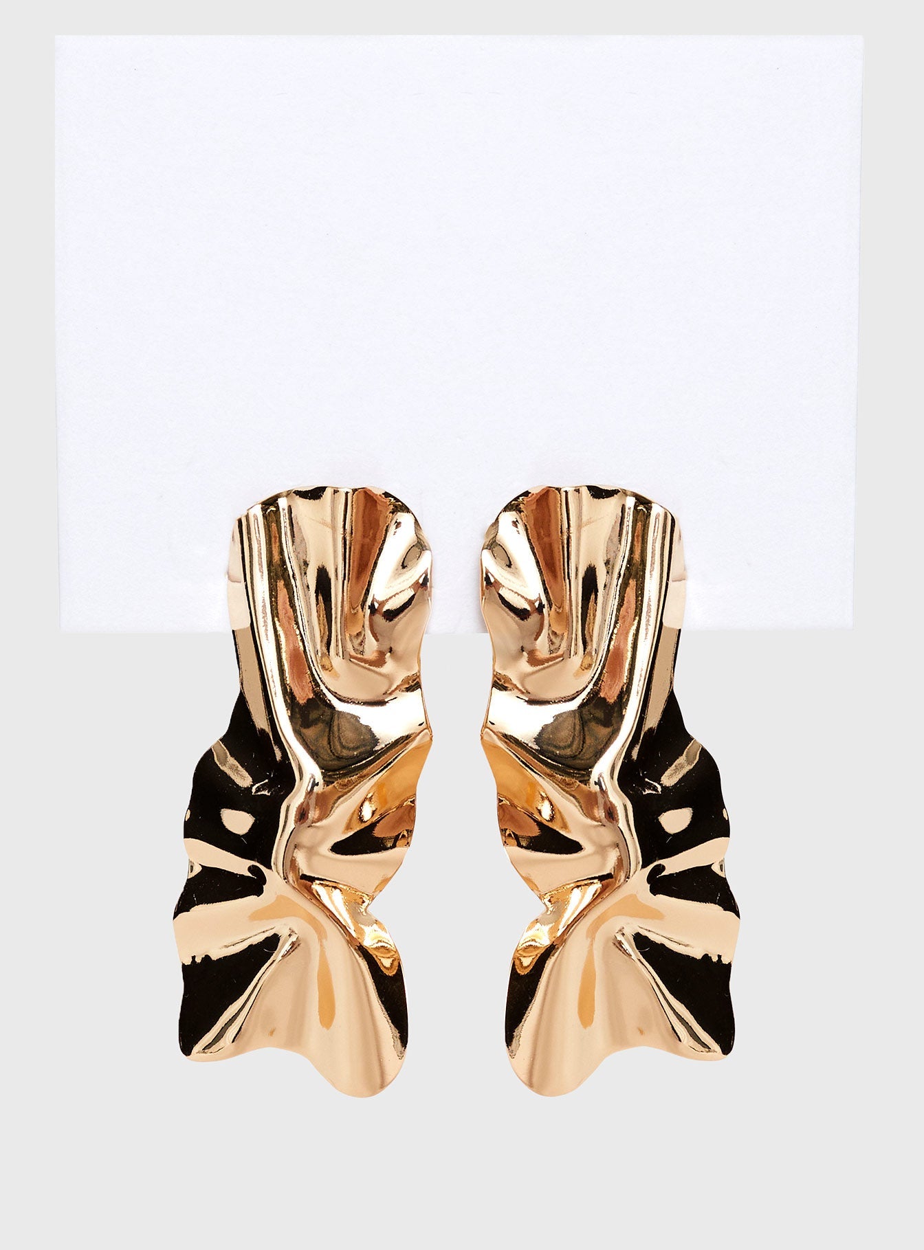 Gold toned statement earrings Stud fastening, heavyweight