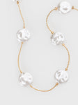 Gold-toned necklace Thin chain, pearl detail, lobster clasp fastening
