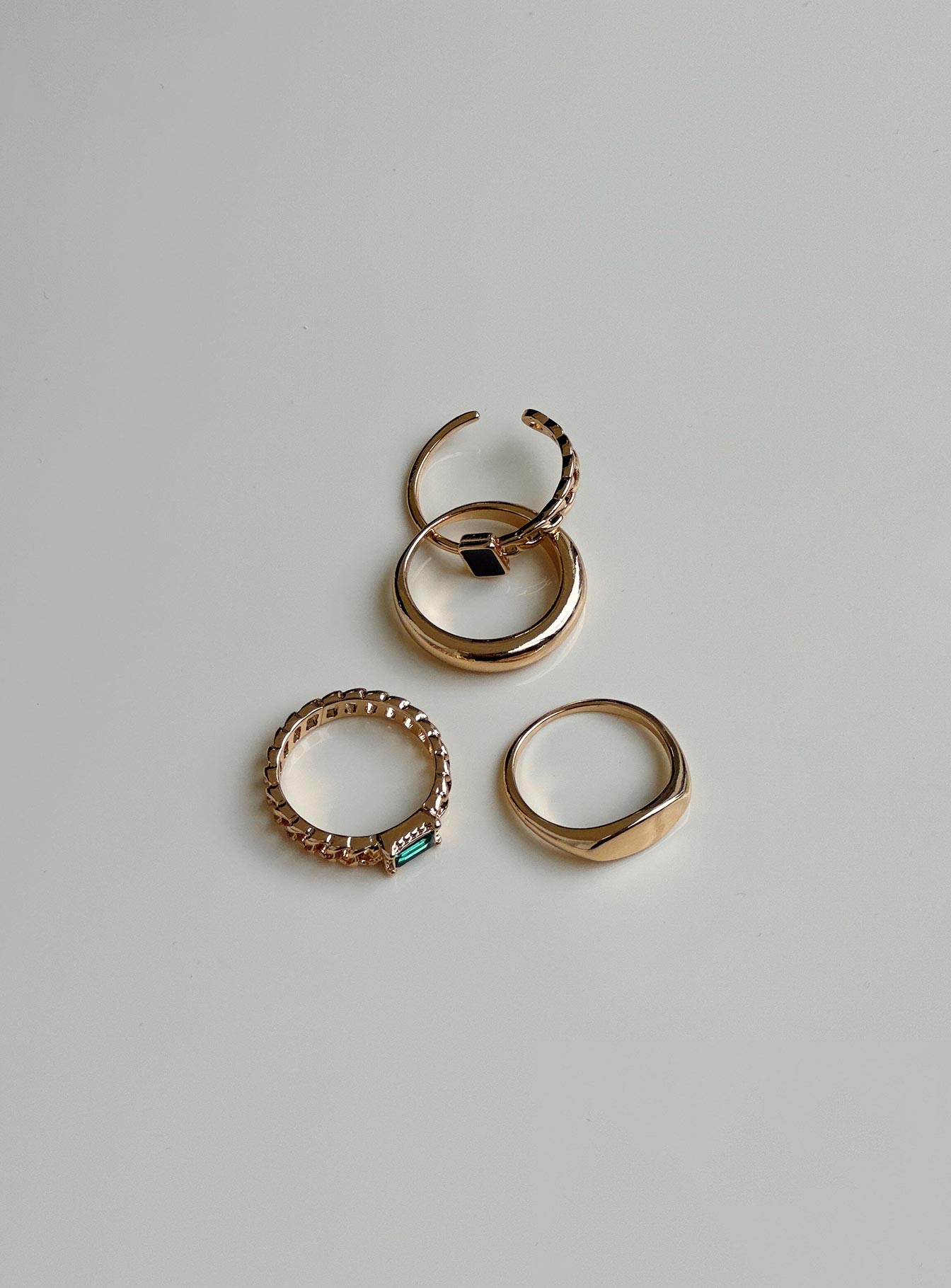 Ring pack Set of four Gold toned Gemstone detail Lightweight