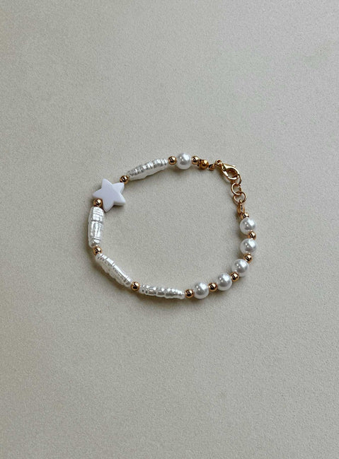 Bracelet Gold toned Faux pearl detail Lobster clasp fastening