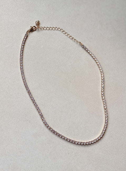 Necklace Gold-toned Diamante detail Lobster clasp fastening