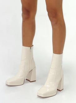 Jamie Croc Platform Boots Cream