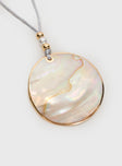 Necklace Gold-toned and pearl detail, shell pendant, soft rope necklace style Adjustable tie fastening