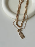Necklace Gold toned Drop charm Lobster clasp fastening