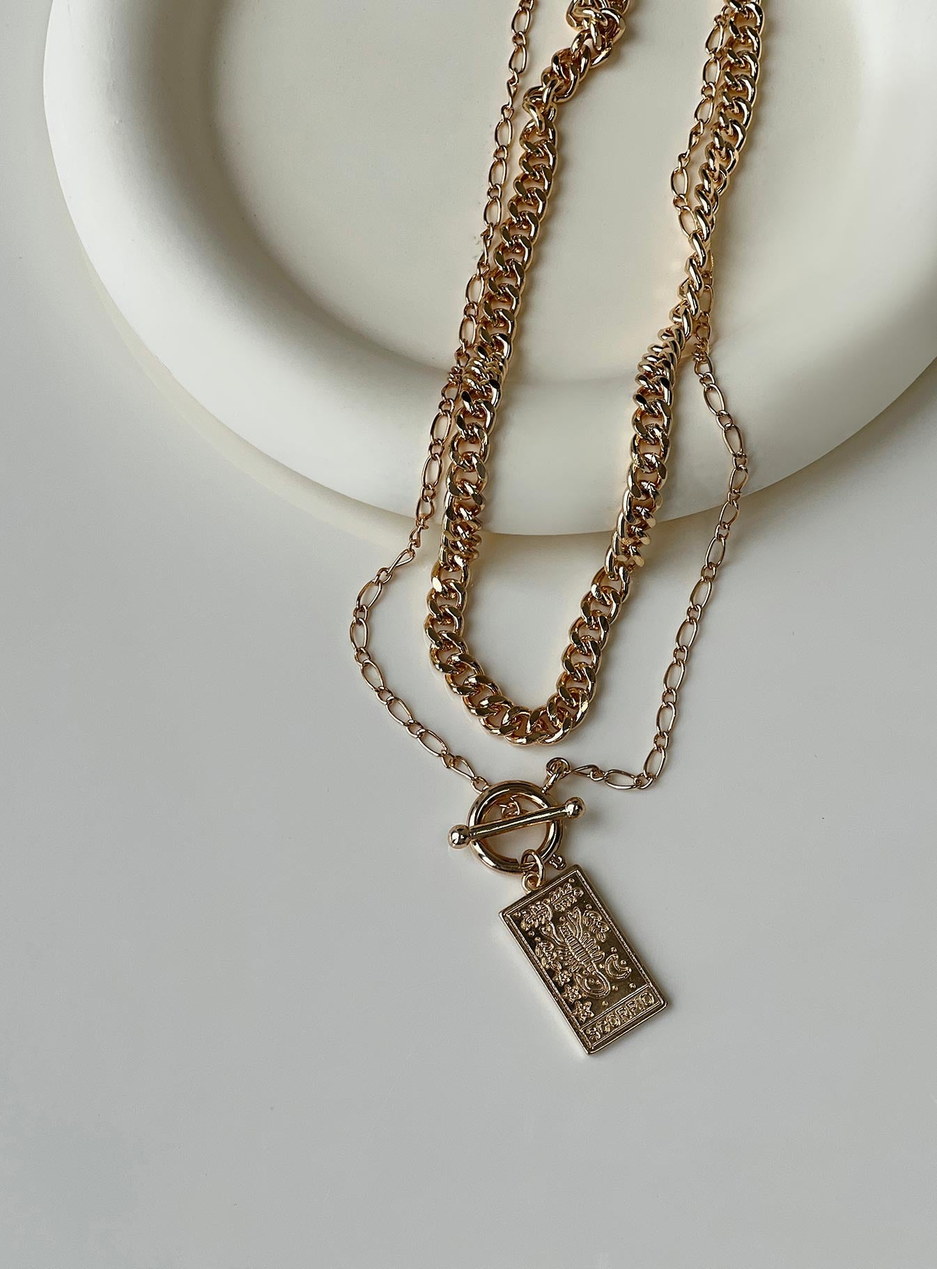 Necklace Gold toned Drop charm Lobster clasp fastening