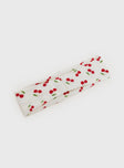 Cherry print headband Thick design, double lined, elasticated