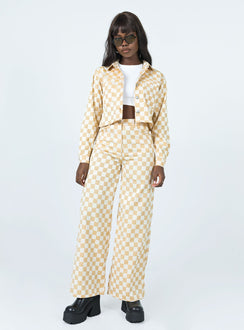 In Check Denim Jacket Beige