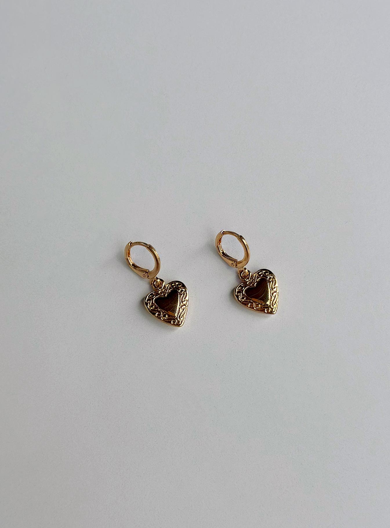 Earrings Hoop clasp fastening  Heart drop pendants  Lightweight