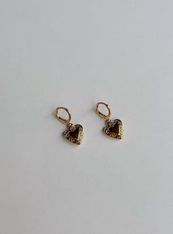 Earrings Hoop clasp fastening  Heart drop pendants  Lightweight