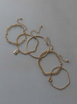 Bracelet Pack of five  These can be worn separately Chain styles  Solid band style  Locket pendant  Lobster clasp fastening 