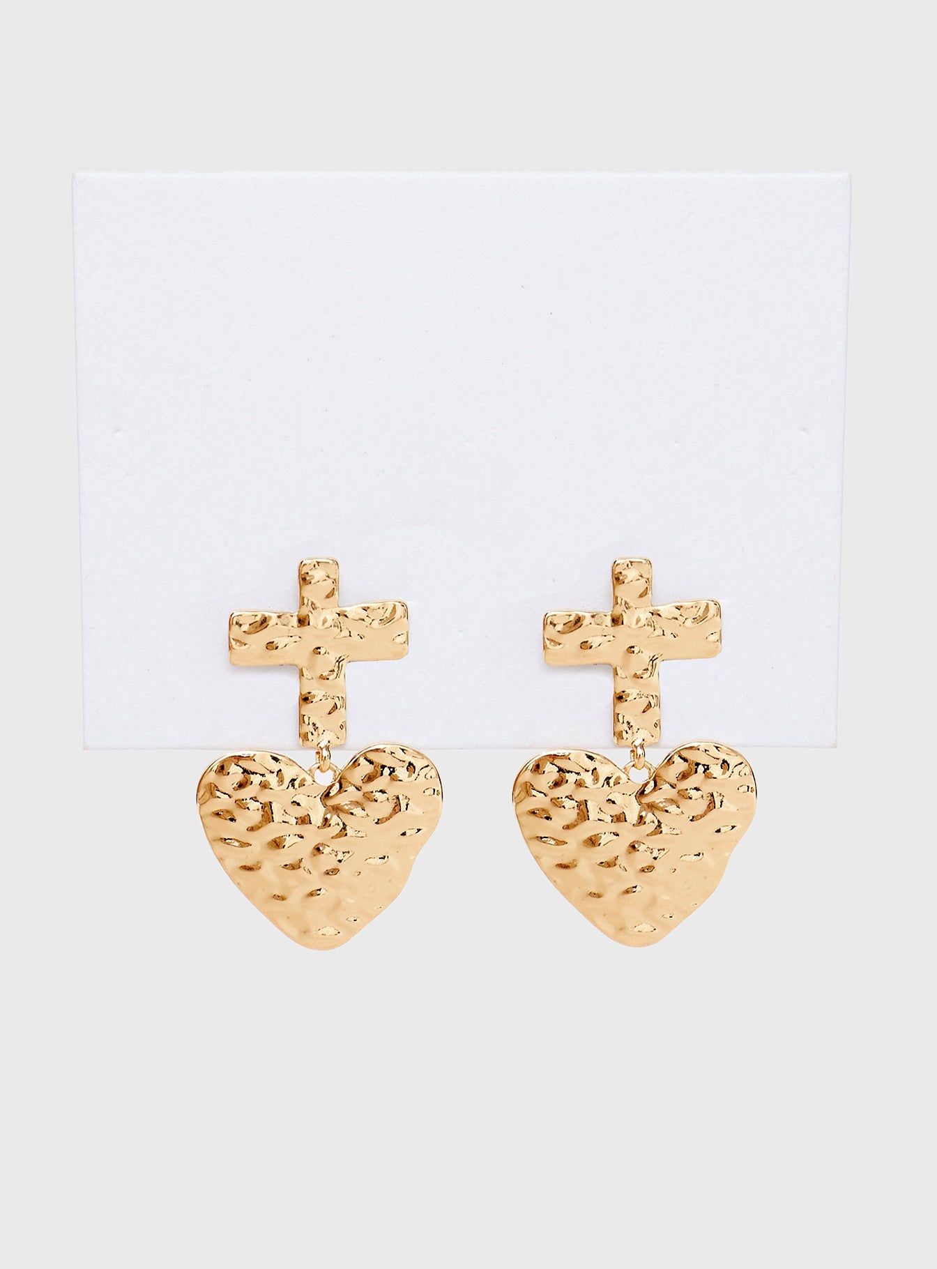 Gold-toned earrings Drop charm, stud fastening