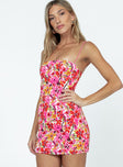 Princess Polly Sweetheart Neckline  Innes Mini Dress Pink Floral