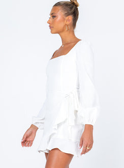 The Villa Long Sleeve Mini Dress White
