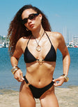 Bikini top Triangle style Adjustable coverage Ring detail at bust Tie fastenings Removable padding Fully lined