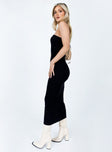 Strapless maxi dress Knit material  Inner silicone strip at bust 