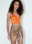 Motel Analia Mini Skirt Earthy Gradient Brown