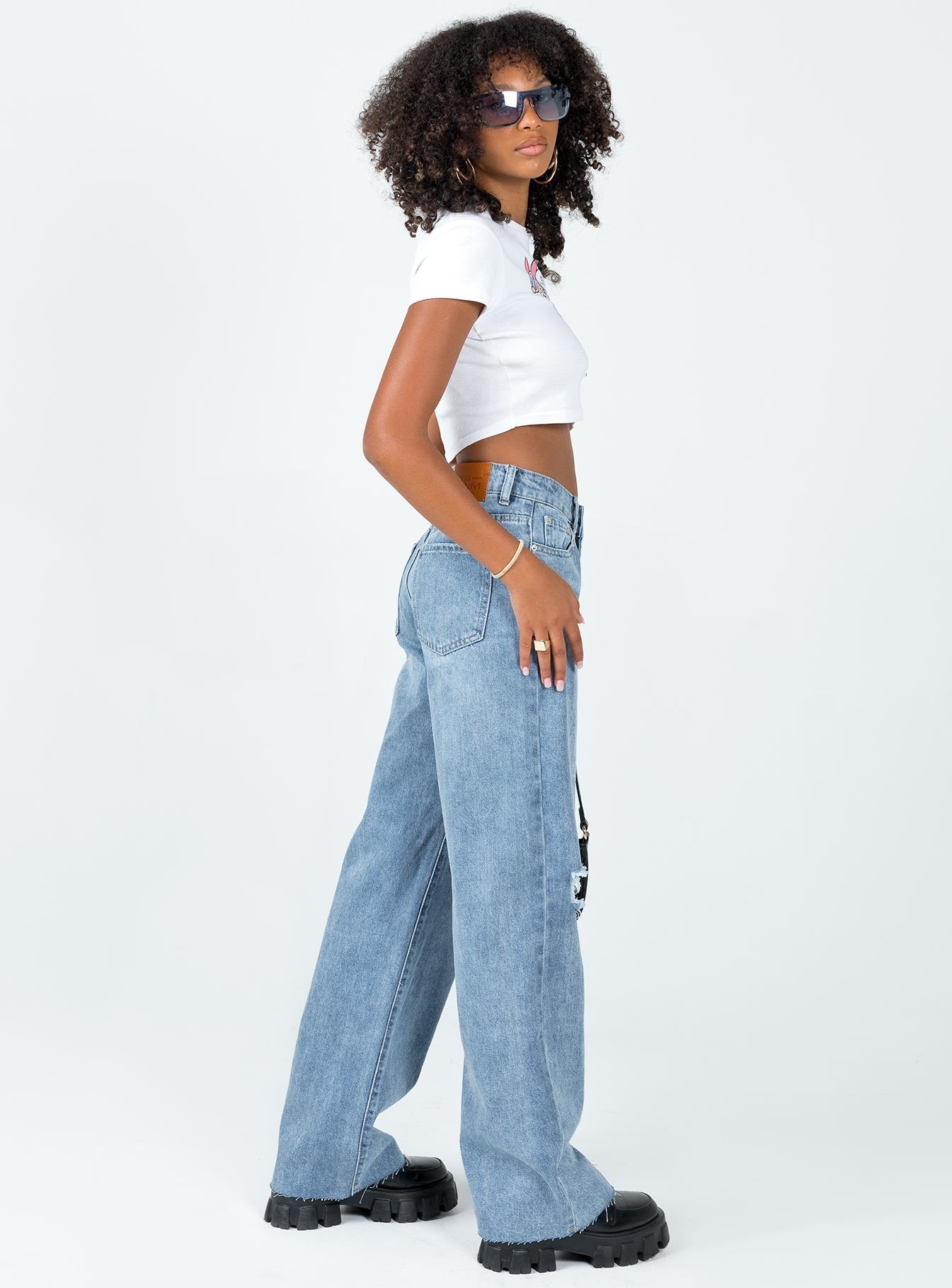 Princess Polly Mid Rise  Meliana Wide Leg Denim Jeans