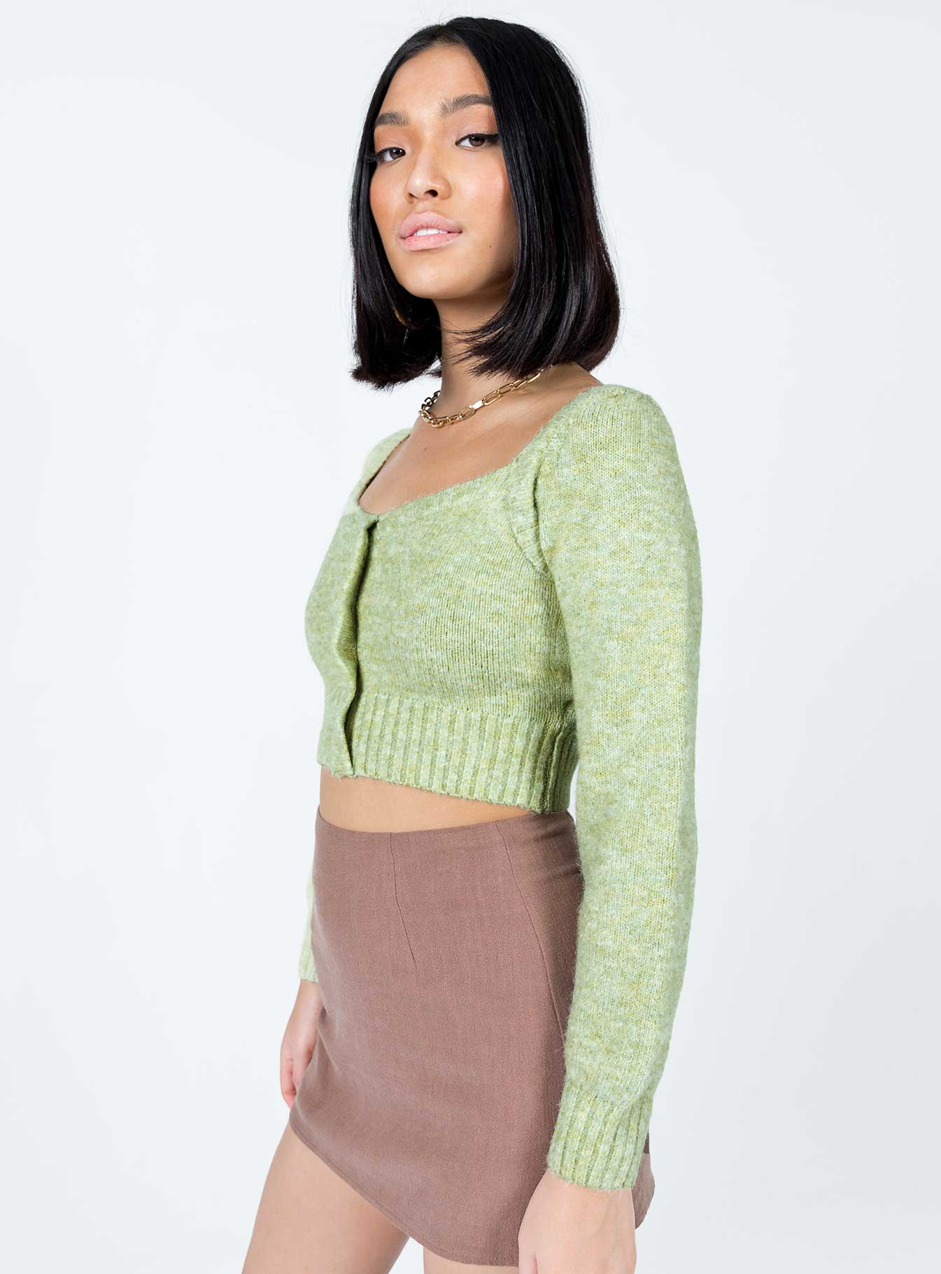 Cropped jumper Soft knit material  Wide neckline  