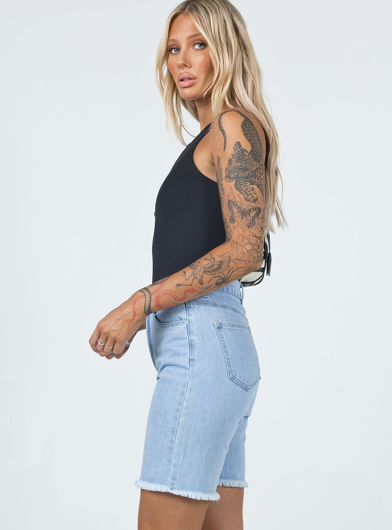 Melda Light Wash Denim Shorts
