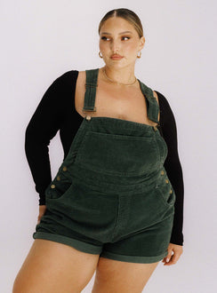 Kacey Short Overalls Khaki Curve